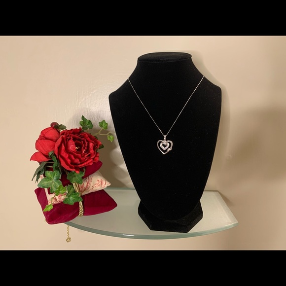 ๐14K + Genuine Diamonds Heart Inside A Heart Pendant (Includes 14K 18โ Chain) - Picture 2 of 4